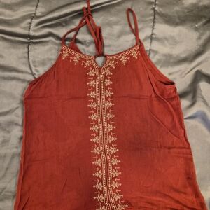 Charlotte Russe Red Embroidered Camisole Tank